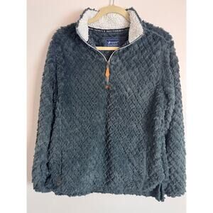 Simply Southern Grey Faux Fur Sherpa Soft Quarter Zip Sweater Small